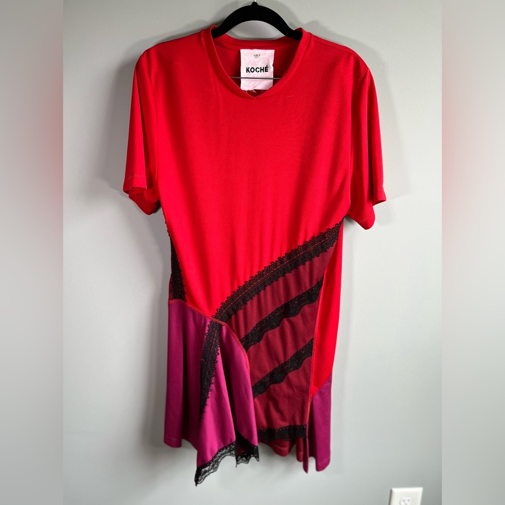 KOCHÉ Striped Mini Dress Size 36 (XS)